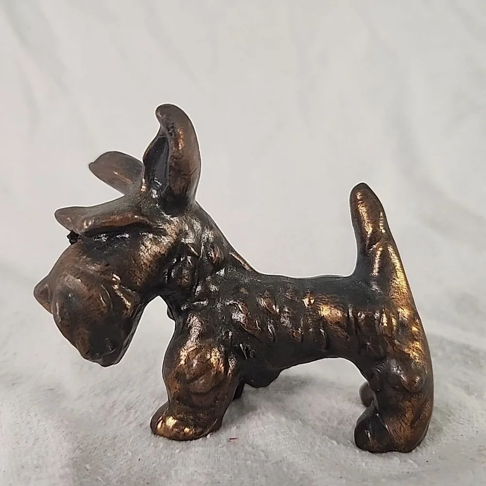 Statue Brass Dog Figurine West Highland Terrier Heavy Solid Decoration 1 Lb VTG